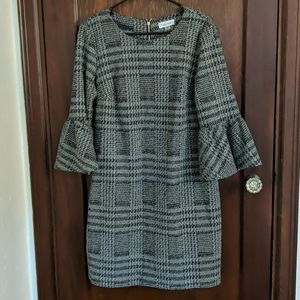 Calvin Klein Black and White Bell Sleeve Dress